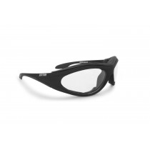 Bertoni Motorcycle Padded Glasses - Windproof Antifog Anticrash Lens - AF125B Mat Black - Clear Lenses - Motorbyke Riding Sunglasses