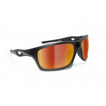 Motorcycle Sunglasses – mod. Omega AF Lens color:  smoke cat. 3 with Gold Mirror coating. by Bertoni Italy