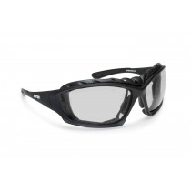 Motorcycle Goggles Sunglasses-  Antifog Lens - Interchangeable Arms and Strap - by Bertoni Italy - AF366A with Optical Insert