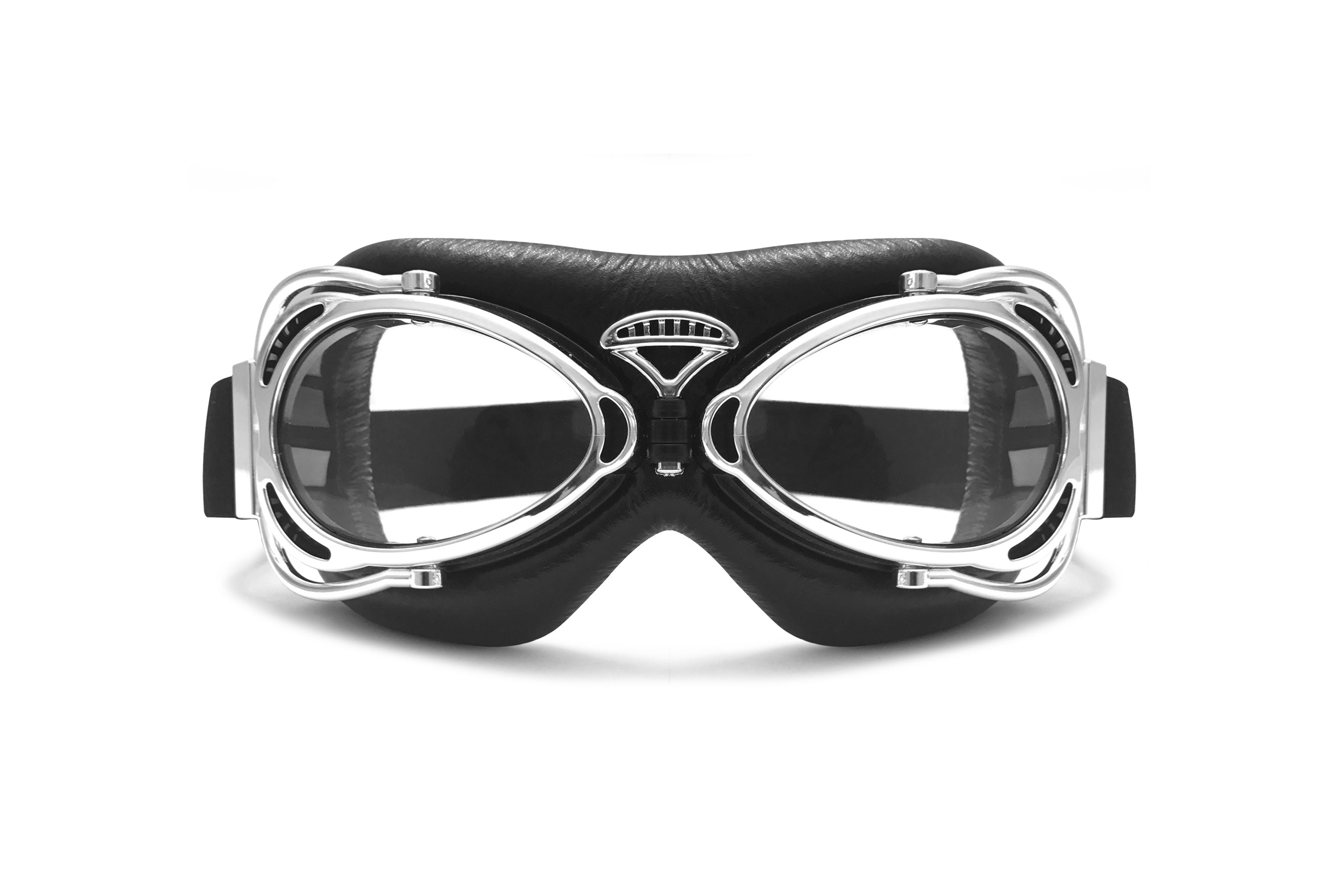 Motorcycle Vintage Aviator Goggles Matt Black - Compact Size Suitable for all Faces and Ladies by Bertoni Italy AF77