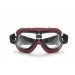 Masque pour Moto - Aviateur Vintage Style - Cuir rouge avec Coutures noir - AF196R - by Bertoni Italy