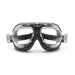Lunettes Masque pour moto vintage anti buée en cuir -60's style - AF191CRA - profil en acier chromé