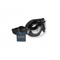 Motorcycle Goggles Real Black Calfskin Leather by Bertoni Italy - AF193L Vintage Aviator Bikers Goggles 