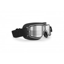 Motorcycle Riding Goggles - Adjustable strap - Black - Anticrash Clear Mirrored Lens - Special ventilation | Bertoni Italy