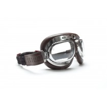 Vintage Motorcycle Goggles with Antifog and Anticrash Lenses - real chromed Steel metal rim - by Bertoni Italy - AF191CRB