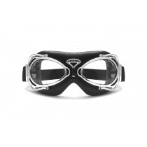 Motorcycle Vintage Aviator Goggles Matt Black - Compact Size Suitable for all Faces and Ladies by Bertoni Italy AF77