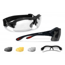 Motorcycle Prescription Glasses and Goggles – 3 Interchangeable Antifog Lenses - Removable Clip for Pescription Lenses - Interchangeable Arms and Strap – AF399 by Bertoni Italy 