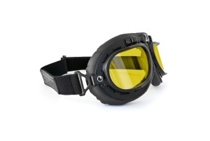 Vintage Motorcycle Goggles - Mat Black - Anticrash Lenses by Bertoni Italy - AF195A 
