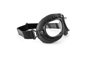 Vintage Motorcycle Goggles - Mat Black - Anticrash Lenses by Bertoni Italy - AF195A 