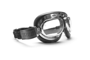 Vintage Motorcycle Goggles with Antifog and Anticrash Lenses - real chromed Steel metal rim - by Bertoni Italy - AF191CRA