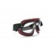 Gafas Mascara Moto para Harley y custom lente clara by Bertoni Italy - AF196R cuero rojo  - costuras negras- ponte nasal cromado