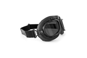 Vintage Motorcycle Goggles - Mat Black with Smoke Lenses - Anticrash Lenses by Bertoni Italy - AF195C