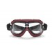 Vintage Motorcycle Goggles in  RED Leather and Black Stitching with Clear Lenses By Bertoni Italy