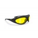 Bertoni Motorcycle Padded Glasses - Windproof Antifog Anticrash Lens - AF125A Mat Black - Yellow Lenses - Motorbyke Riding Sunglasses