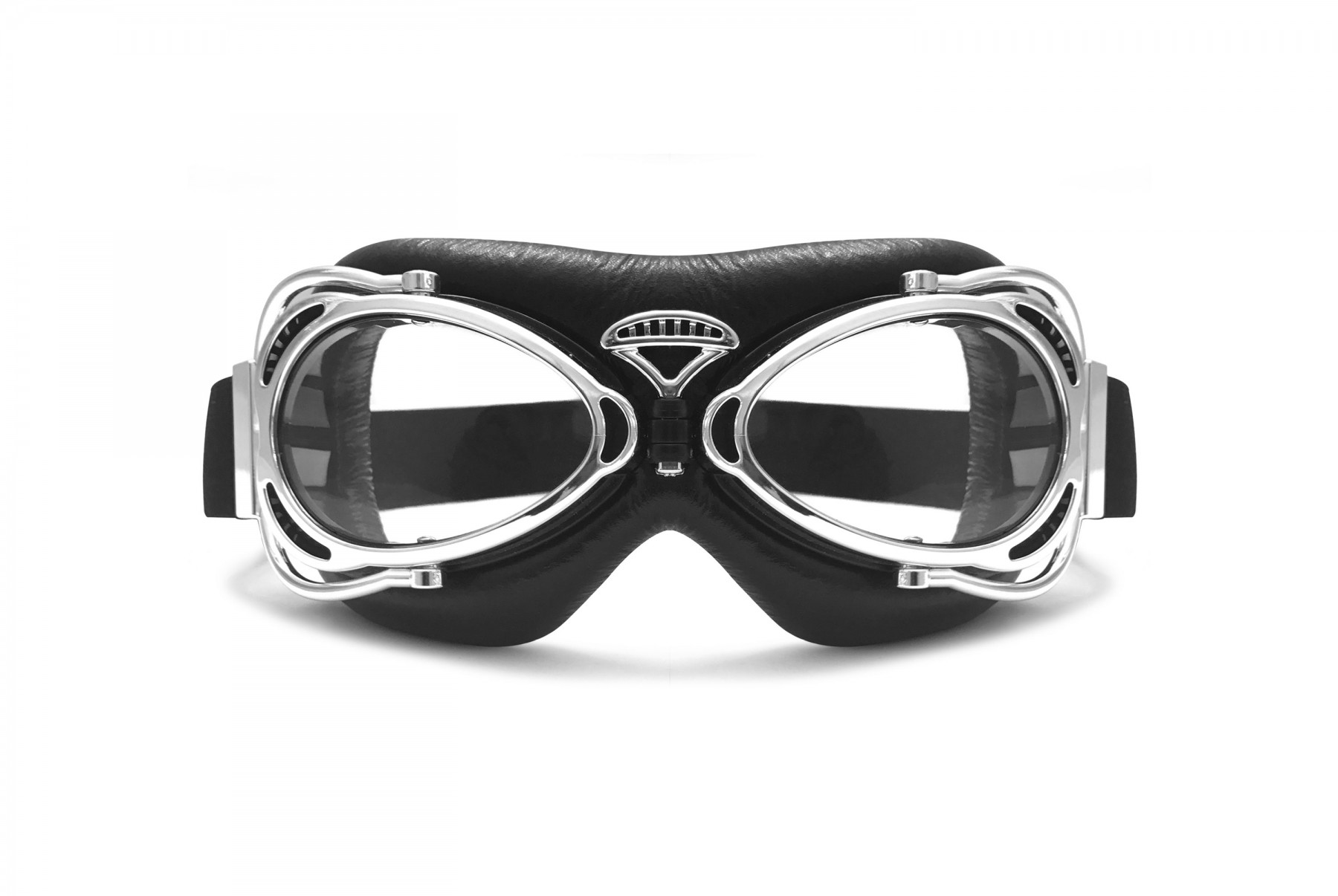 Produktbild von Motorradbrille Glänzende Schwarz, Klaren Gläser Motorradbrille